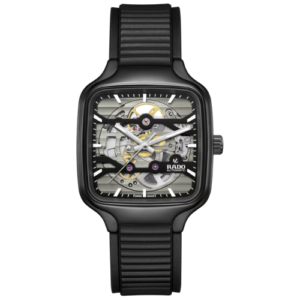 The Rado Square Skeleton blends advanced high-tech materials...