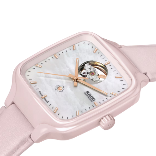 The Rado True Square Skeletonits bracelet is ROSE,GOLD.